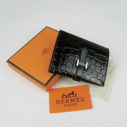 Cheap Replica Hermes Black Crocodile Veins Wallet H006